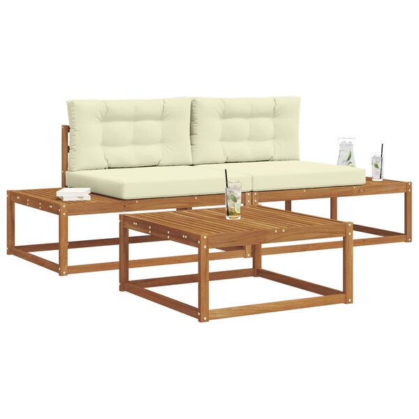 vidaXL &Uacute;ti s&oacute;fasett me&eth; p&uacute;&eth;i 3 Stykki N&aacute;tt&uacute;rulegt og Krem