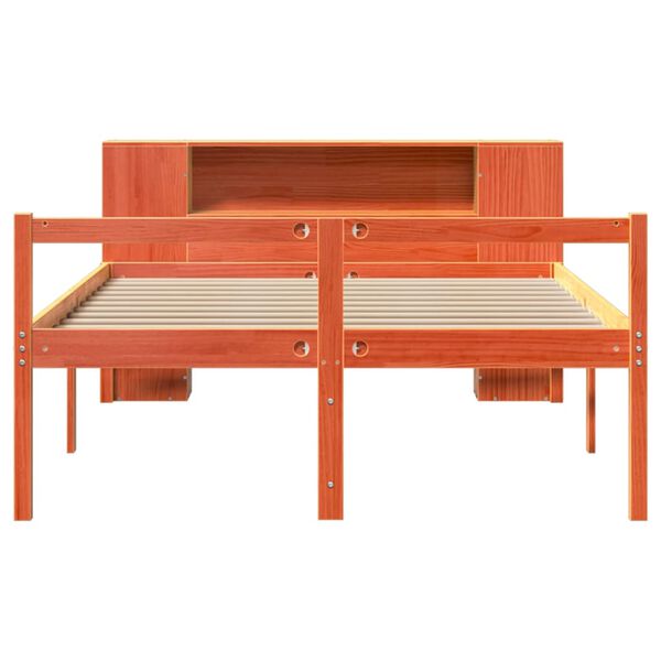 vidaXL R&uacute;m me&eth; B&oacute;kahillu &aacute;n D&yacute;nu Vaxbr&uacute;nn 135x190cm Gegnheill Vi&eth;ur