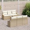 vidaXL S&oacute;fasett me&eth; p&uacute;&eth;i me&eth; geymslu 7 pcs Beige og krem p&oacute;l&yacute;rattan