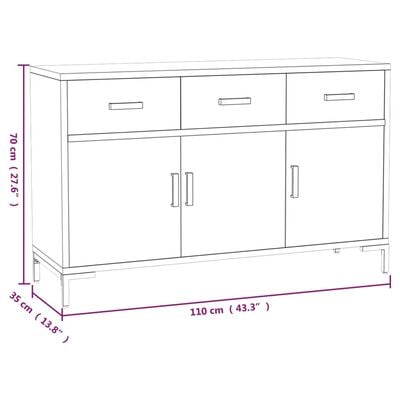 vidaXL Skenkur Brúnn 110x35x70 cm Gegnheil Fura