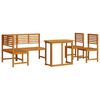 vidaXL Gar&eth;a Bekkur Set 4 pcs Br&uacute;nn Gegnheill akas&iacute;uvi&eth;ur