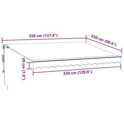 vidaXL Sjálfvirkt Útdraganlegt Skyggni Reykgrátt og Hvítt 350x250 cm