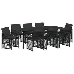 vidaXL Gar&eth;ur bor&eth;sett 9 pcs Svartur p&oacute;l&yacute;rattan