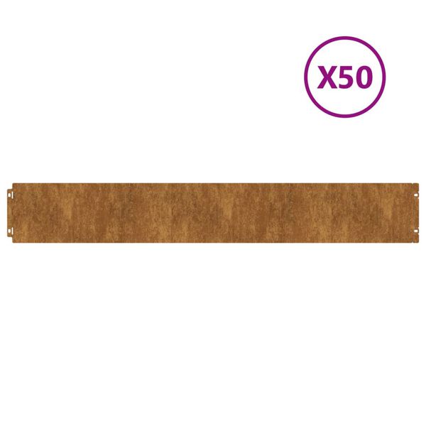 vidaXL Gar&eth;kantar 50 stk. 15x103 cm Sveigjanlegt Corten-st&aacute;l