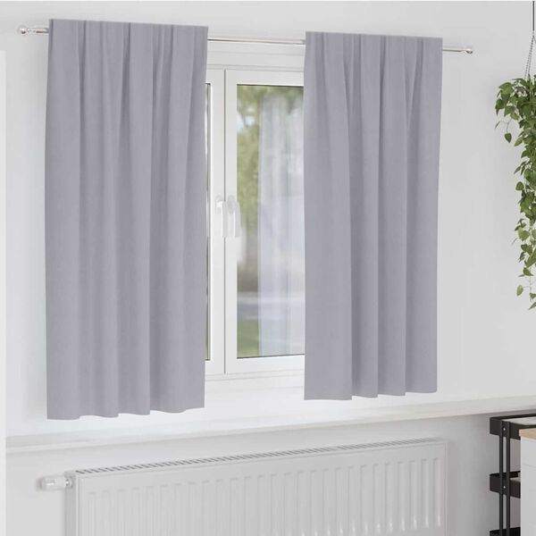 vidaXL Svartgard&iacute;nur me&eth; hringjum 2 pcs M&aacute;lmur Gr&aacute;r 175 x 140 cm