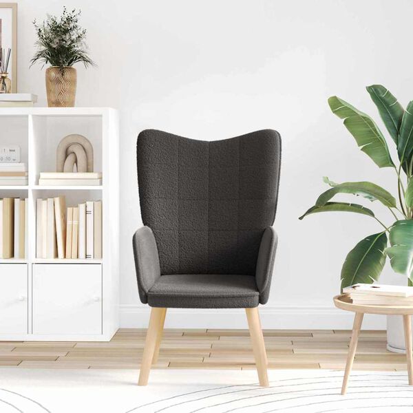 vidaXL Armstóll Dökk grá 62 x 67 x 95,5 cm Sherpa efni