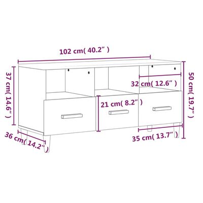 vidaXL Sjónvarpsskápur Svartur 102x36x50 cm Samsettur Viður