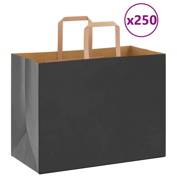 vidaXL Papp&iacute;rspokar 250 stk me&eth; Handf&ouml;ngum Svartir 32x17x25 cm