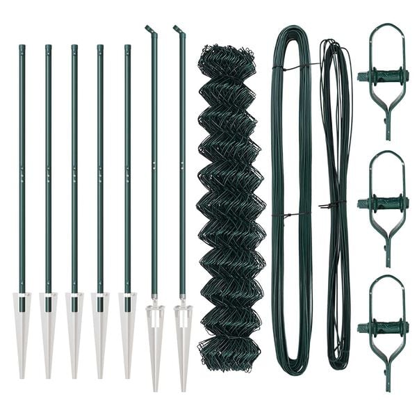 vidaXL Girðingarpóstur Grænn 10 x 1 m (40 x 40 mm net) Stál og PVC