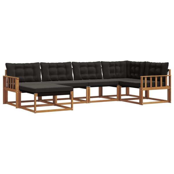 vidaXL &Uacute;ti s&oacute;fasett 6 pcs N&aacute;tt&uacute;rulegur og svartur Hrein akas&iacute;utr&eacute;