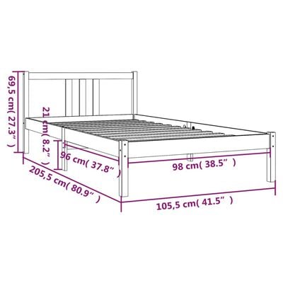 vidaXL Rúmgrind án Dýnu Ljósbrún 100x200 cm Gegnheil Viður