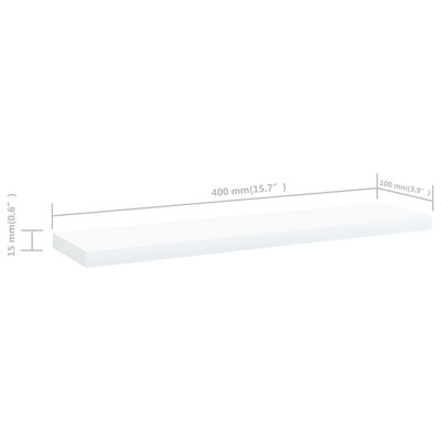 vidaXL Bókahillur 8 stk. Hvítar 40x10x1,5 cm Samsettur Viður