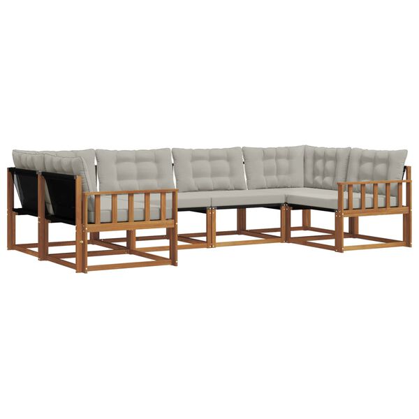 vidaXL &Uacute;ti s&oacute;fasett me&eth; p&uacute;&eth;i 6 pcs N&aacute;tt&uacute;rulegt og Lj&oacute;st Gr&aacute;tt