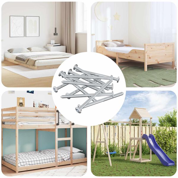 vidaXL Skr&uacute;fa 12 pcs Silfur M6 x 85 mm St&aacute;l