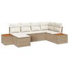 vidaXL Gar&eth;s&oacute;fa sett me&eth; p&uacute;&eth;i 6 pcs Drapplita&eth;ur p&oacute;l&yacute;rattan