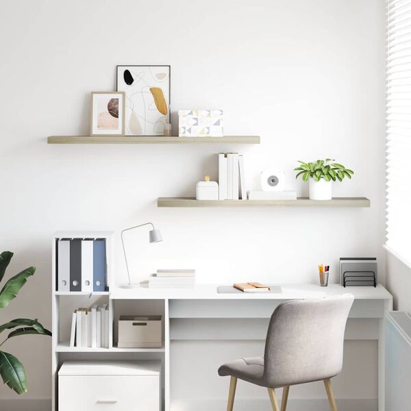 vidaXL Vegghengdar Hillur 2 stk. Eikarlita&eth;ar 120x23,5x3,8 cm MDF