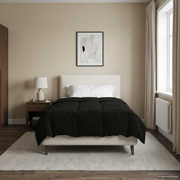 vidaXL Full &aacute;rs d&yacute;na S&iacute;&eth;la&eth; Svartur 140 x 220 cm M&iacute;kr&oacute;f&iacute;ber