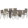vidaXL Gar&eth;ur bor&eth;sett 9 pcs Gr&aacute;r p&oacute;l&yacute;rattan