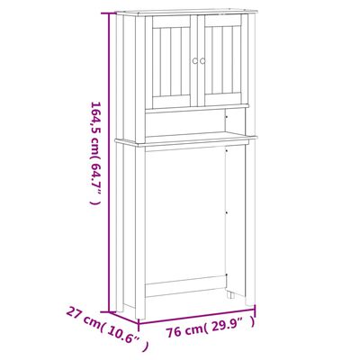 vidaXL Þvottavélaskápur BERG Svartur 76x27x164,5 cm Gegnheill Viður