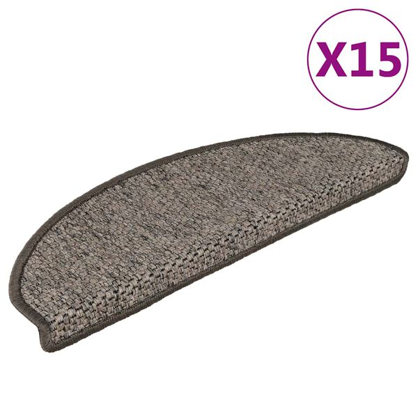 vidaXL Þrepamottur Sjálflímandi Sísalútlit 15 stk. 65x21x4cm Brúndrapp