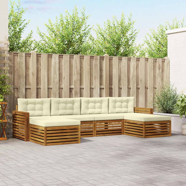 vidaXL S&oacute;fasett me&eth; p&uacute;&eth;i 6 pcs N&aacute;tt&uacute;rulegt og Krem Hrein akas&iacute;utr&eacute;