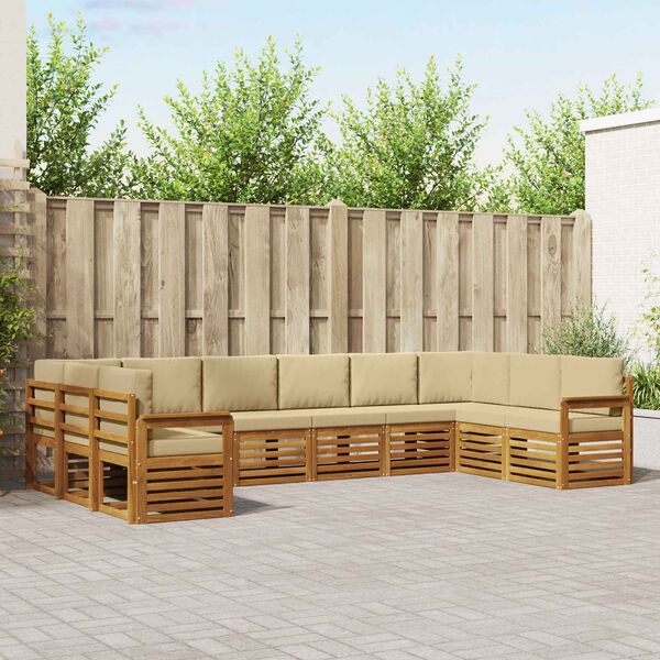 vidaXL Sofav&ouml;ruuppsettning 10 pcs N&aacute;tt&uacute;rulegt og B&eacute;ig Hrein akas&iacute;utr&eacute;