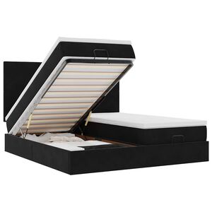 vidaXL Ottoman r&uacute;mgrind me&eth; d&yacute;num Svart 180x200cm flauel