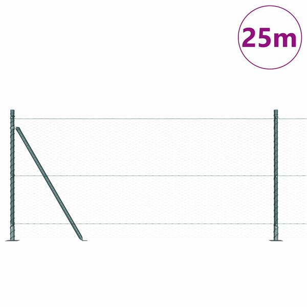 vidaXL Gir&eth;ingarp&oacute;stur Gr&aelig;nn 25 x 1 m (25 mm net) St&aacute;l