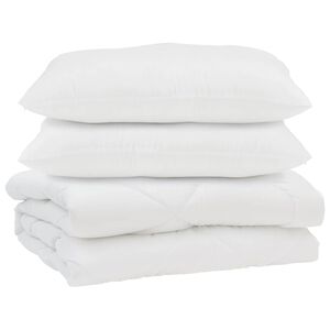 vidaXL S&aelig;ng me&eth; kodda 3 pcs Hv&iacute;tt Microfleece