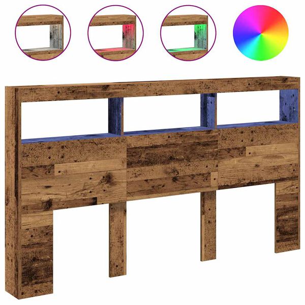 vidaXL H&ouml;f&eth;agaflssk&aacute;pur me&eth; LED Gamall vi&eth;ur 180x17x102 cm