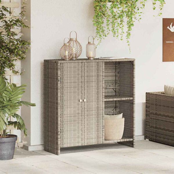 vidaXL Geymsluskápur með geymslu Ljósgrár 100 x 36 x 102 cm Rattan