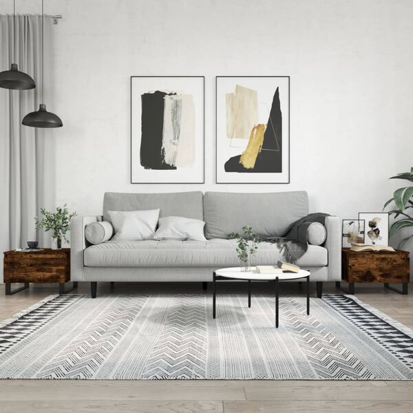 vidaXL S&oacute;fabor&eth; 2 stk. Reyklitu&eth; Eik 50x46x35 cm Samsettur Vi&eth;ur