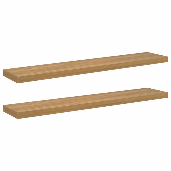vidaXL Vegghylla 2 pcs Br&uacute;nn 120 x 23,5 x 4 cm Samsettur vi&eth;ur