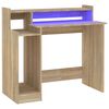 vidaXL Skrifbor&eth; me&eth; LED-lj&oacute;sum Eikarlitur 97x45x90 cm Samsettur Vi&eth;ur