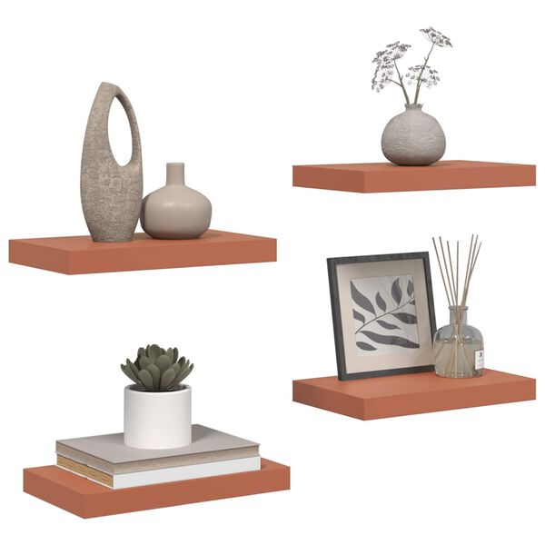 vidaXL Vegghylla 4 pcs Rau&eth;ur 40 x 23,5 x 4 cm Samsettur vi&eth;ur