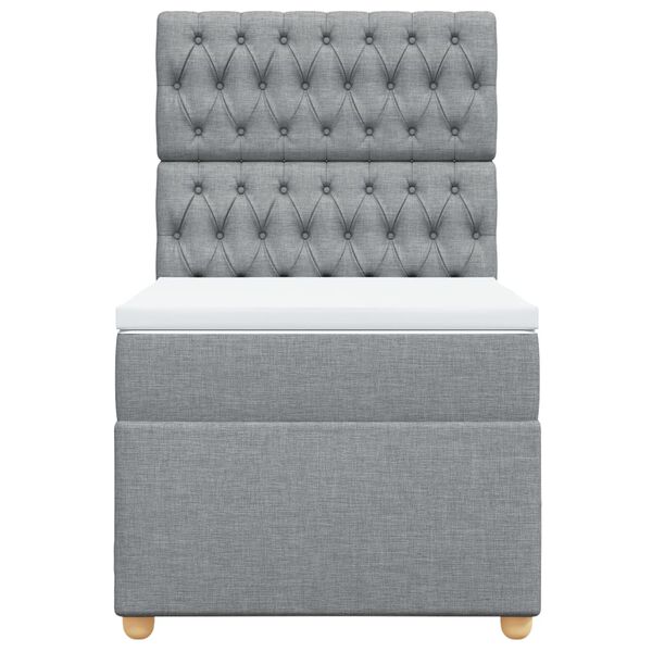 vidaXL H&oacute;lfa&eth; Springr&uacute;m Lj&oacute;sgr&aacute;tt 90x190 cm Tauefni