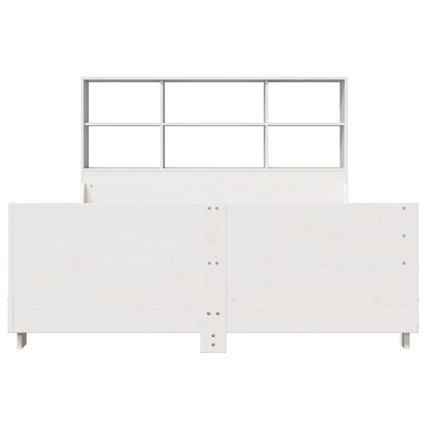 vidaXL R&uacute;mgrind me&eth; B&oacute;kahillu &aacute;n D&yacute;nu Hv&iacute;t 160x200cm Gegnheill Vi&eth;ur