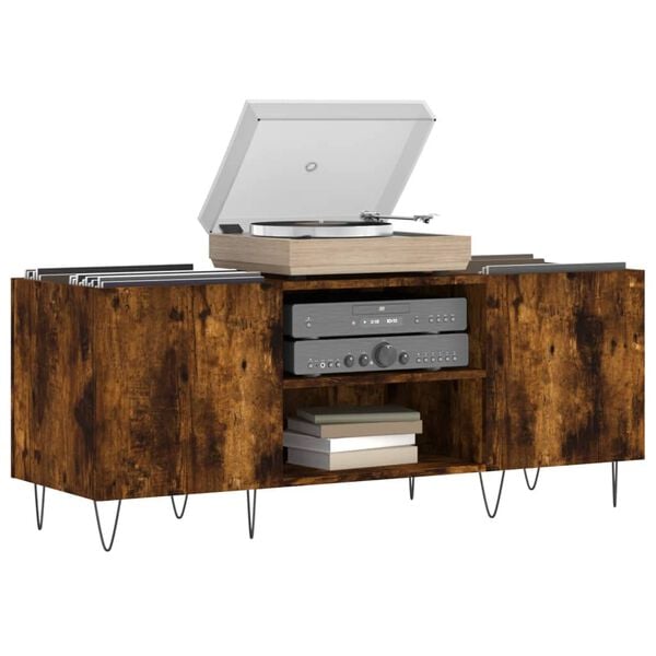 vidaXL Pl&ouml;tusk&aacute;pur Reyklitu&eth; Eik 121x38x48 cm Samsettur Vi&eth;ur