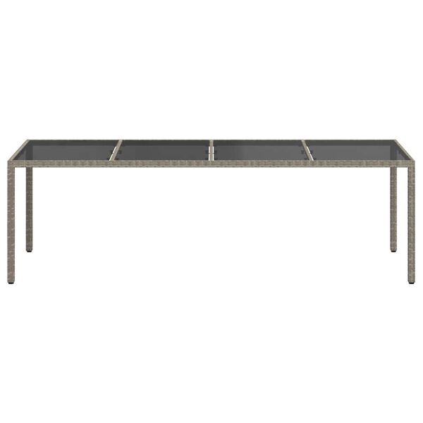 vidaXL Garðborð Grátt 250x100x75 cm Hert Gler og Pólýrattan