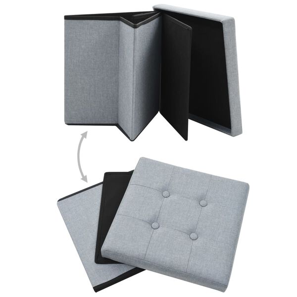 vidaXL Samfellanlegir Geymslukollar 2 stk. Lj&oacute;sgr&aacute; Gervih&ouml;r