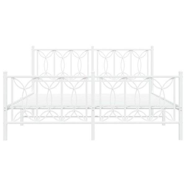 vidaXL Rúmgrind úr Málmi með Höfuðgafli & Fótagafli Hvít 160x200 cm