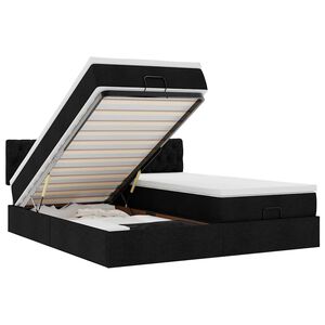 vidaXL Ottoman r&uacute;mgrind me&eth; d&yacute;num Svartur 160x200cm Efni