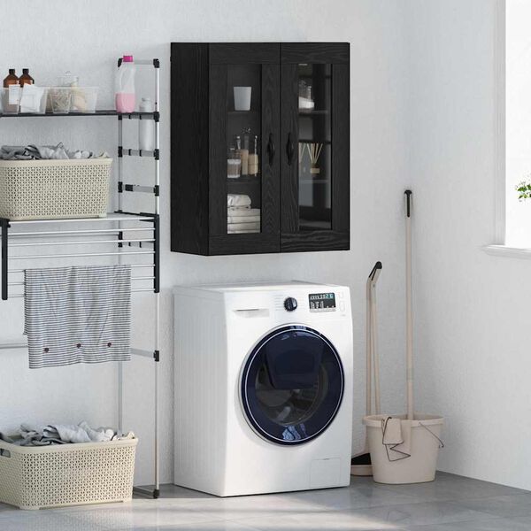 vidaXL Veggsk&aacute;pur Svartur Eik 69,5 x 34 x 90 cm