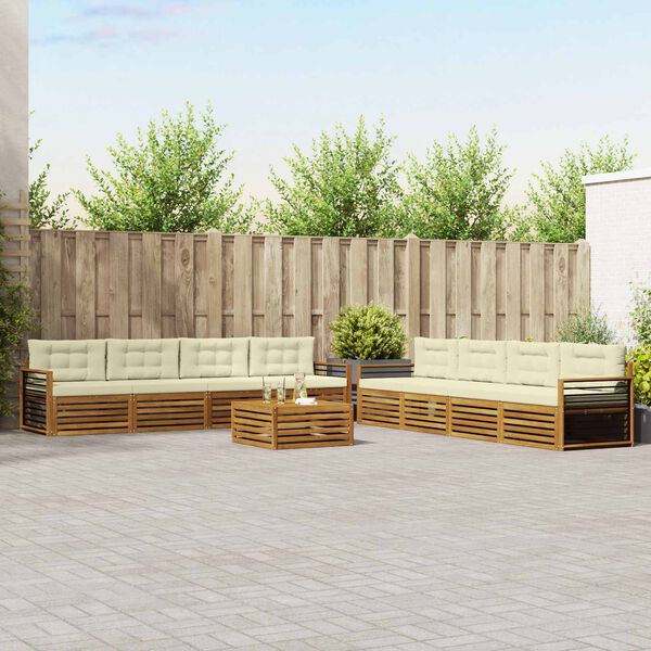 vidaXL &Uacute;ti s&oacute;fasett me&eth; p&uacute;&eth;i 9 pcs N&aacute;tt&uacute;rulegt og Krem