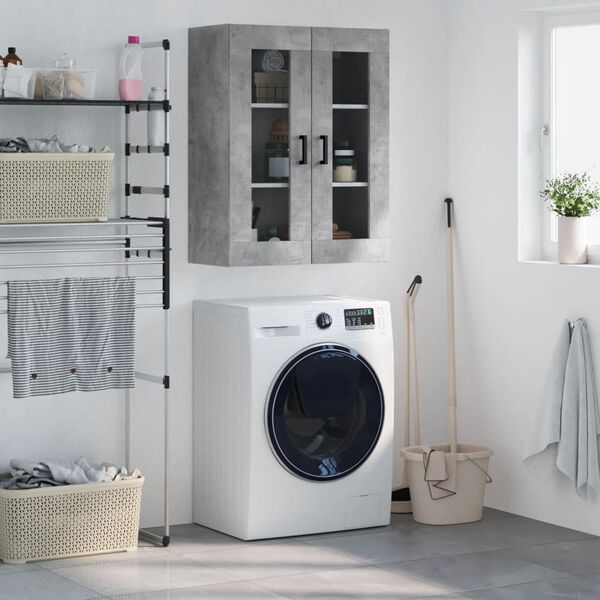 vidaXL Vegghengdur Sk&aacute;pur Steypugr&aacute;r 69,5x34x90 cm