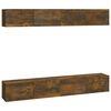 vidaXL Vegghengdir Sj&oacute;nvarpssk&aacute;par 4 stk. Eikarlitur 100x30x30 cm