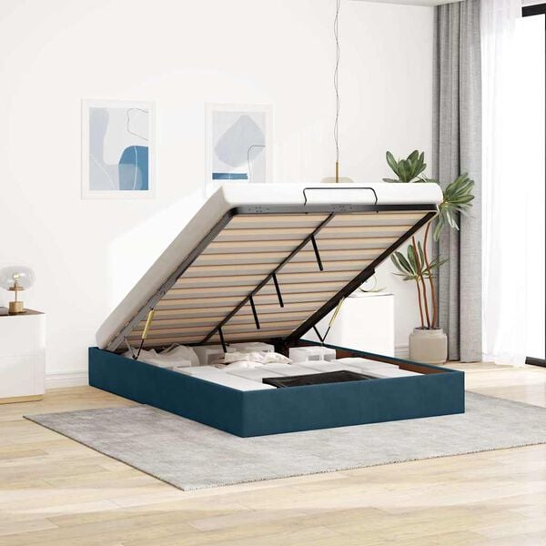 vidaXL Ottoman r&uacute;mgrind Engin d&yacute;na D&ouml;kkbl&aacute;r 140x200 cm Flauel