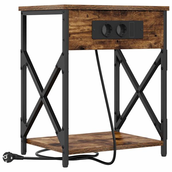 vidaXL Noat&ouml;flu sk&aacute;pur Rau&eth;-eik 41 x 31 x 51 cm Samsettur vi&eth;ur