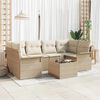 vidaXL Gar&eth;s&oacute;fa sett 7 pcs Beige og krem 55 x 55 x 37 cm p&oacute;l&yacute;rattan
