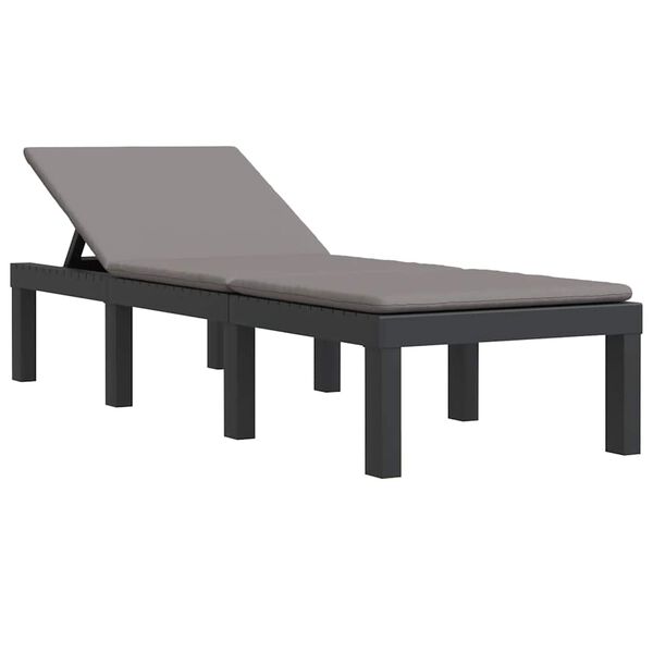 vidaXL S&oacute;lbekkur me&eth; Sessu Reykgr&aacute;tt PP Plast